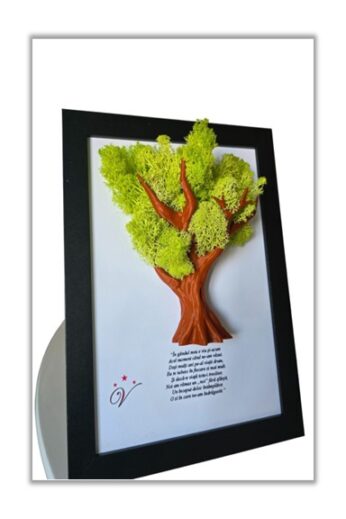 Tablou Canvas Personalizat cu Citat & Copac 3D cu Licheni