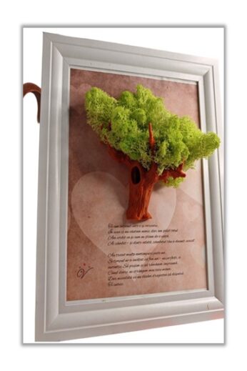 Tablou Canvas Personalizat cu Citat & Copac 3D cu Licheni 2
