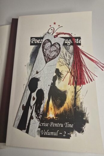 Semn de carte artistic – inimă și siluete | Cadou de Ziua Îndrăgostiților
