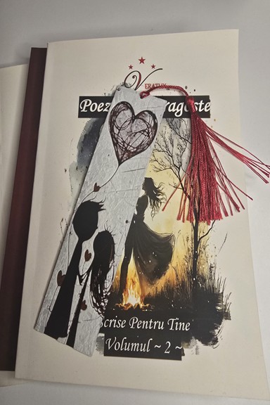 Semn de carte artistic – inimă și siluete | Cadou de Ziua Îndrăgostiților